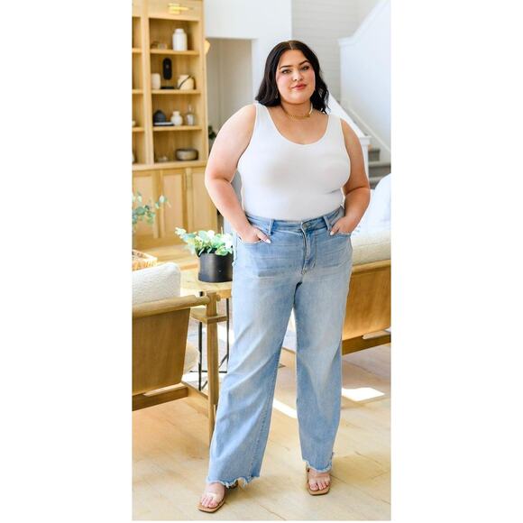 Judy Blue Tate High Rise Straight Denim Jeans Womens Plus Size 22W Light Wash - Picture 1 of 12